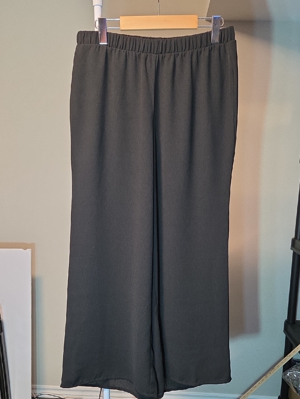 Max Cocos Wide Leg Pants Black Pull On Elastic Waist M